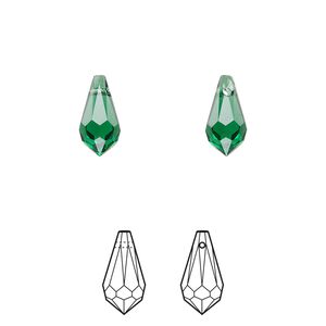 Drop 4pk majestic green, Crystal Passions® 11x5.5mm pendant teardrop 6000