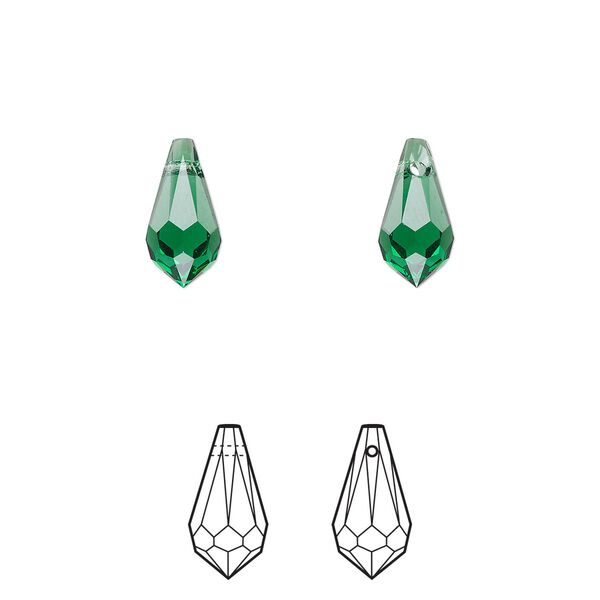 Drop 4pk majestic green, Crystal Passions® 11x5.5mm pendant teardrop 6000 image number 0