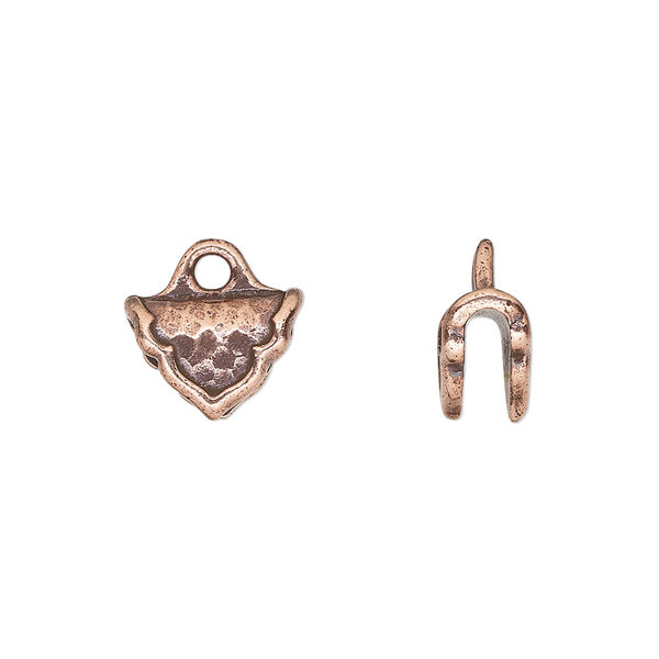 Crimp end, TierraCast®, antique copper-plated pewter (tin-based alloy), 12x8mm palace, 2.7mm inside diameter. Sold per pkg of 20. image number 0