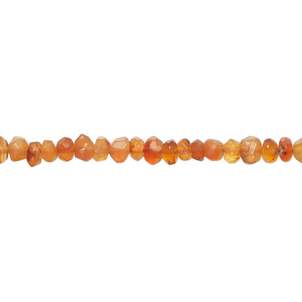 Carnelian 1pkg1, hand-cut tumbled faceted rondelle bead, 13 inch 3x2mm-5x4mm image number 0