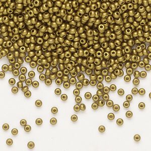 Seed bead, Preciosa Ornela Czech glass, pkg/500g, #11 rocaille, opaque soft bronze metallic alabaster, (01720).