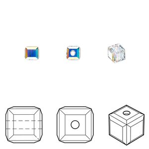 Bead 48pk crystal AB, Crystal Passions® 4mm cube 5601