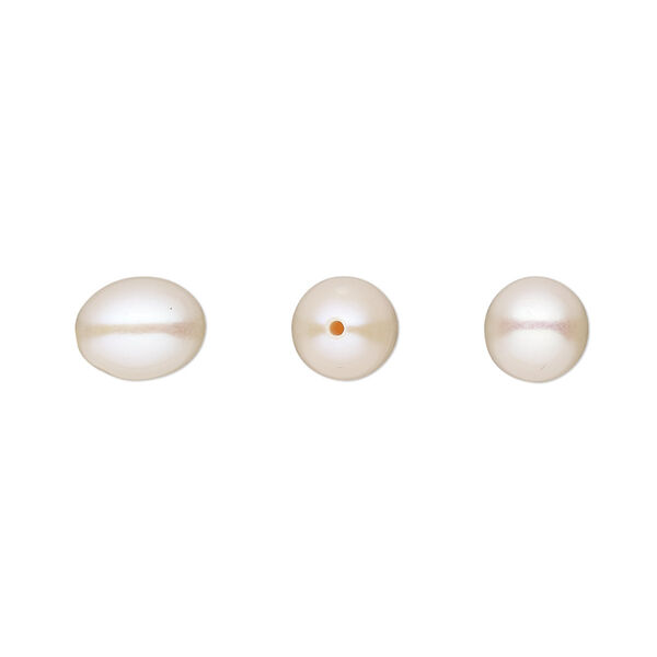 Pearl, White Lotus™, cultured freshwater (bleached), white, 8x6mm-9x7mm half-drilled teardrop, B grade, Mohs hardness 2-1/2 to 4. Sold per pair. image number 0