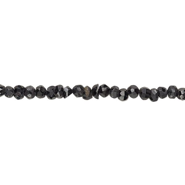 Black spinel 1pkg1, hand-cut faceted rondelle bead natural 13 inch 3x1mm-4x3mm image number 0