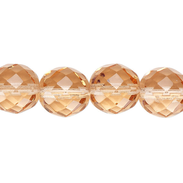 Bead, Czech fire-polished glass, light rose, 12mm faceted round. Sold per pkg of 600 (1/2 mass). image number 0