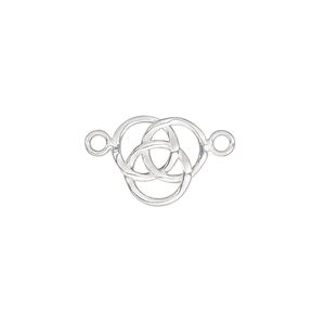 Link, sterling silver, 13x12mm double-sided Celtic knot. Sold individually.