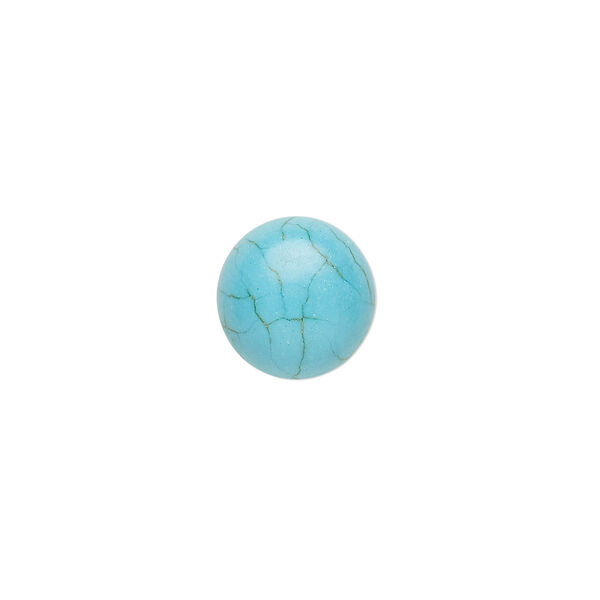 Cabochon, "turquoise" (resin) (imitation), 12mm calibrated round with matrix. Sold per pkg of 2. image number 0