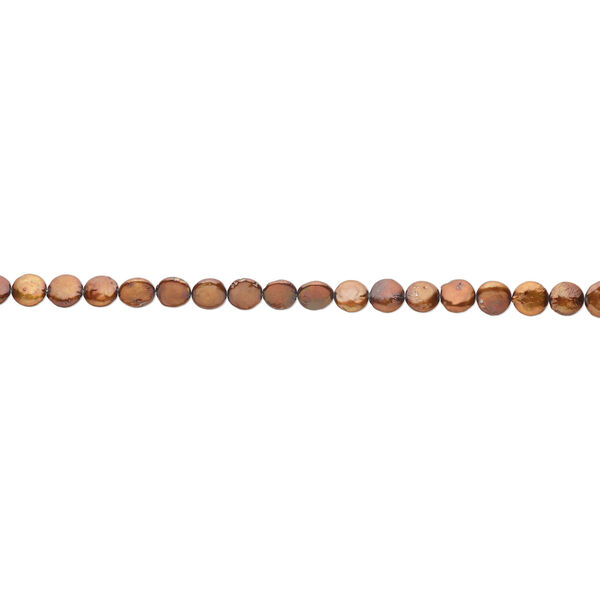 Freshwater pearl 1pkg1, puffed flat round, 15 inch copper rose 11-13mm cultured image number 1