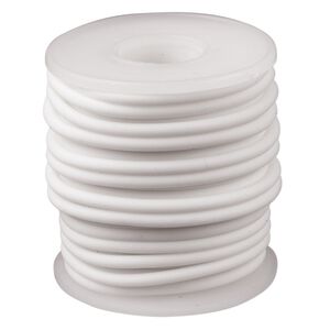 Cord, synthetic rubber, white, 3mm round. Sold per pkg of 10 meters (32.8 feet).