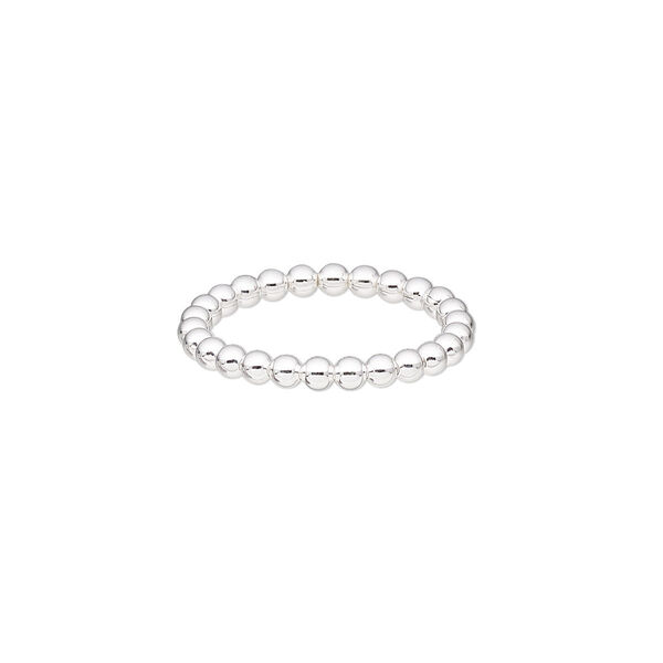 Ring, sterling silver, 3mm wide with beaded design, size 9. Sold individually. image number 0