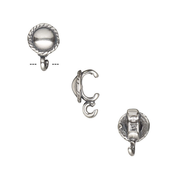 Component, JBB Findings, antique silver-plated brass, 7mm round with rope edge and open loop, 5x2mm inside diameter. Sold per pkg of 2. image number 0