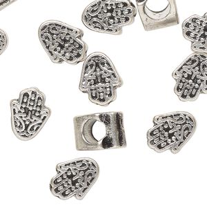 Bead, antique silver-finished "pewter" (zinc-based alloy), 12x7mm Fatima hand. Sold per pkg of 20.