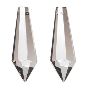 Suncatcher 60pk clear satin, Asfour Crystal 38x12mm top-drilled faceted point