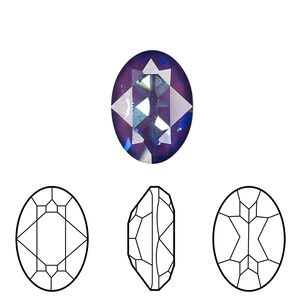 Fancy stone 1pk crystal ultra purple AB, Crystal Passions® 18x13mm oval 4120