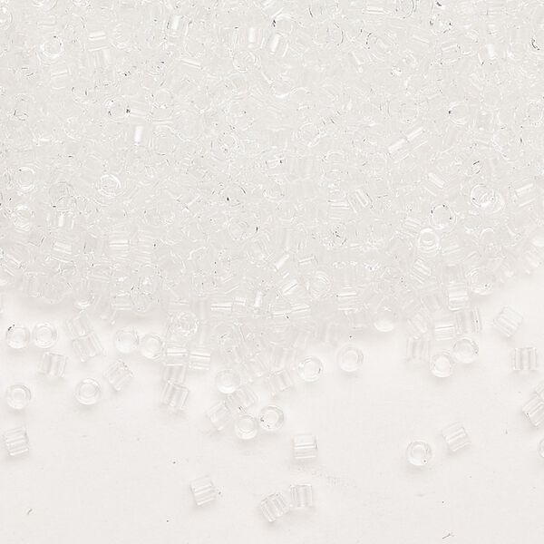 Seed bead, Delica®, glass, pkg/250g, #10 round, transparent crystal clear (DBM-0141). image number 0