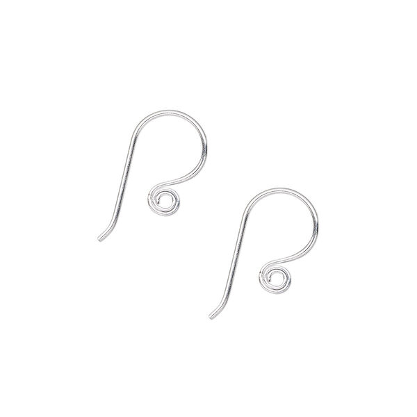 Ear wire, Hill Tribes, silver plate brass, 11mm fishhook with spiral design, 22 gauge. Sold per pkg of 5 pairs. image number 0