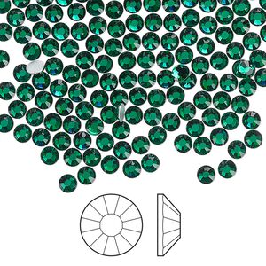 Flat back 144pk emerald foil back, Preciosa Viva 12® Czech crystal rhinestone 3-3.2mm chaton rose round SS12
