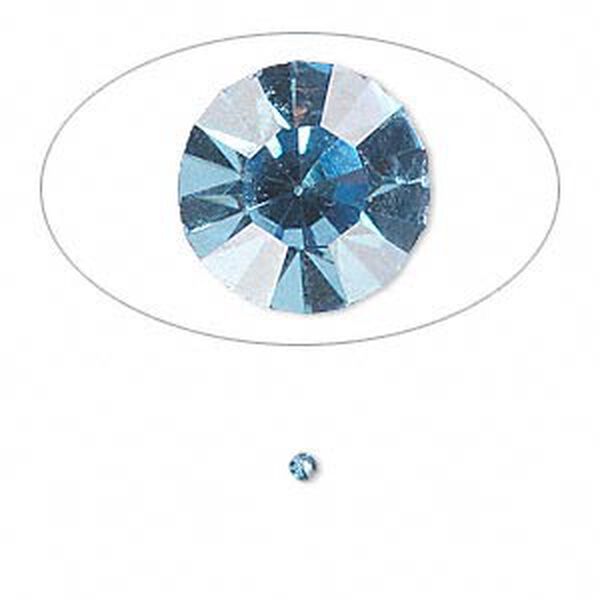 Chaton, glass rhinestone, light sapphire blue, foil back, 2.0-2.1mm faceted round, PP14. Sold per pkg of 72. image number 0
