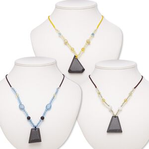 Serpentine / multi-gemstone / acrylic 1pkg3, freeform necklace continuous 20 inch mix 36x26mm-54x37mm