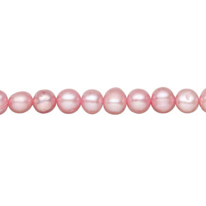 Freshwater pearl 1pkg1, semi-round, 15.5-16 inch dark blush 5-6mm cultured