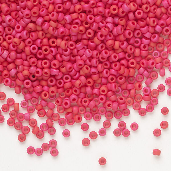 Seed bead, Miyuki 1pkg250g, glass, #11 rocaille, opaque matte luster red (RR-2076) image number 0