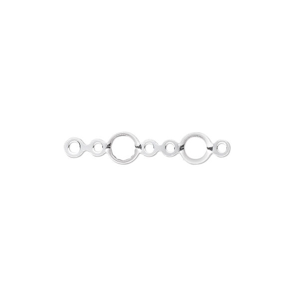 Link, sterling silver, 4mm round fold-over bezel setting. Sold per pkg of 6. image number 0