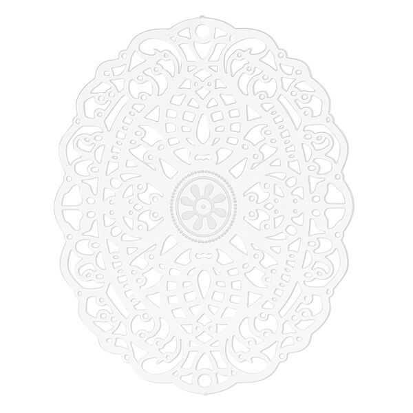 Focal, Lazer Lace™, stainless steel, 44x34mm single-sided fancy oval. Sold per pkg of 2. image number 0