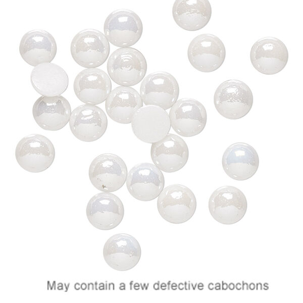 Cabochon, glass pearl, white luster, 5-6mm non-calibrated round. Sold per pkg of 25. image number 0