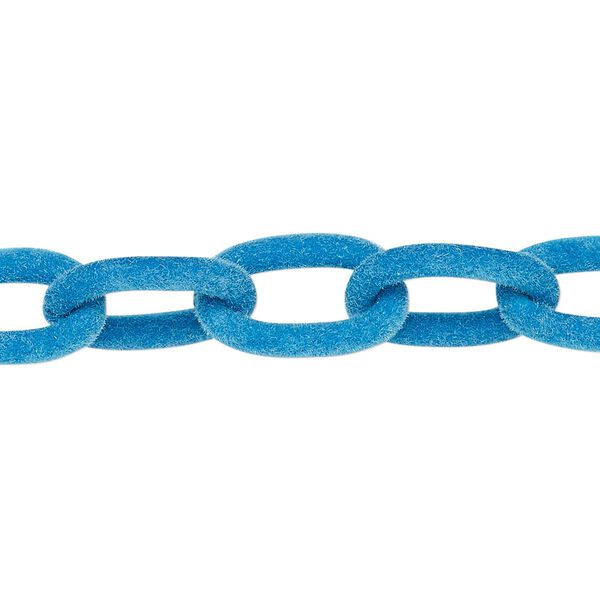 Chain, aluminum, flocked light blue, 12mm cable. Sold per pkg of 24 inches. image number 0