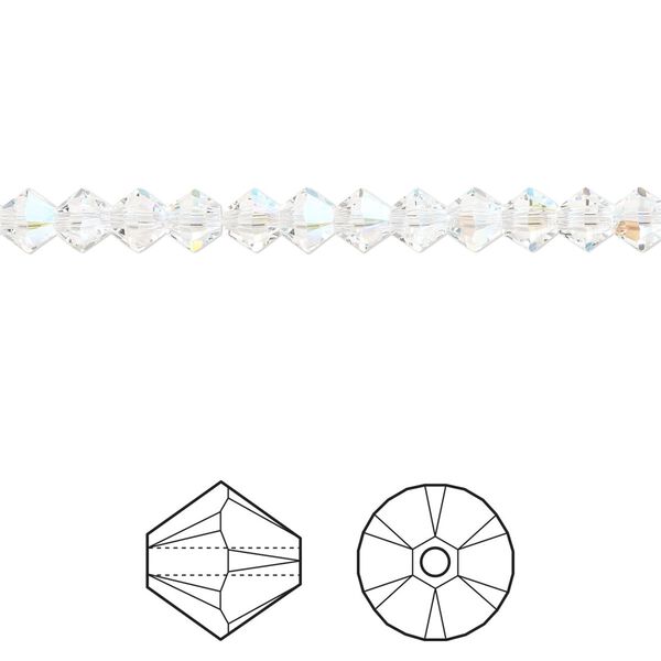 Bead 1440pk crystal shimmer, Swarovski® 4mm XILION bicone 5328 image number 0