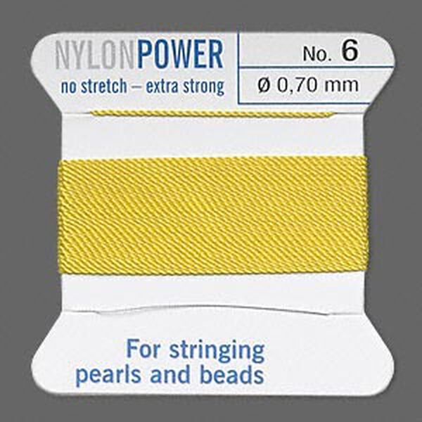 Thread, Griffin, nylon, yellow, size #6. Sold per 2-meter card (approximately 78 inches). image number 0