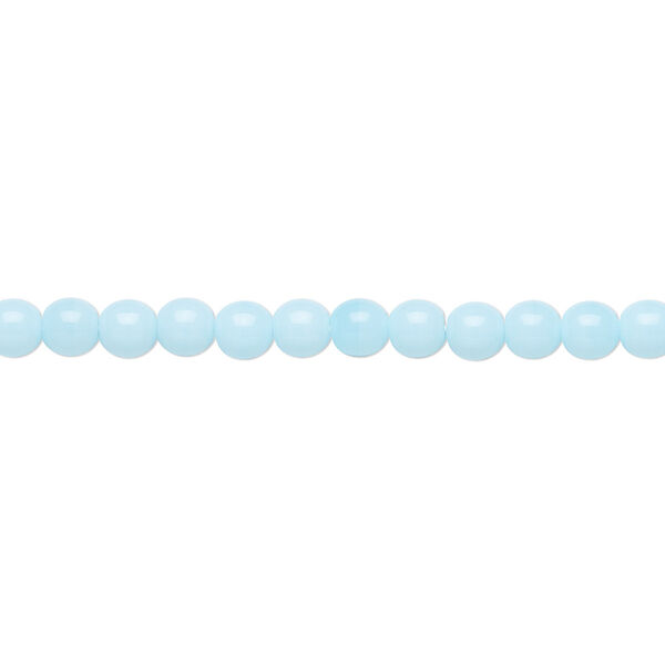 Bead, Preciosa Czech glass druk, pkg/15-1/2 to 16 inches, opaque light turquoise blue, 4mm round. image number 0