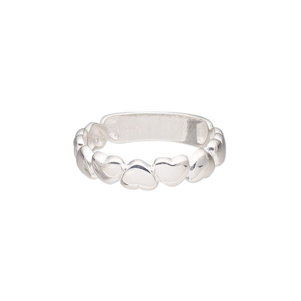 Ring, sterling silver, 5mm wide with heart design, size 9. Sold individually. image number 0