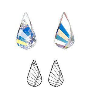 Drop 36pk crystal AB, Swarovski® 18x10mm pendant helix 6020