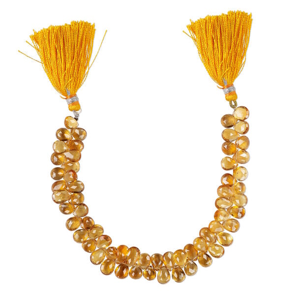 Brandy citrine 1pkg1, hand-cut top-drilled faceted puffed teardrop bead, 8 inch 9x6mm-11x7mm image number 2