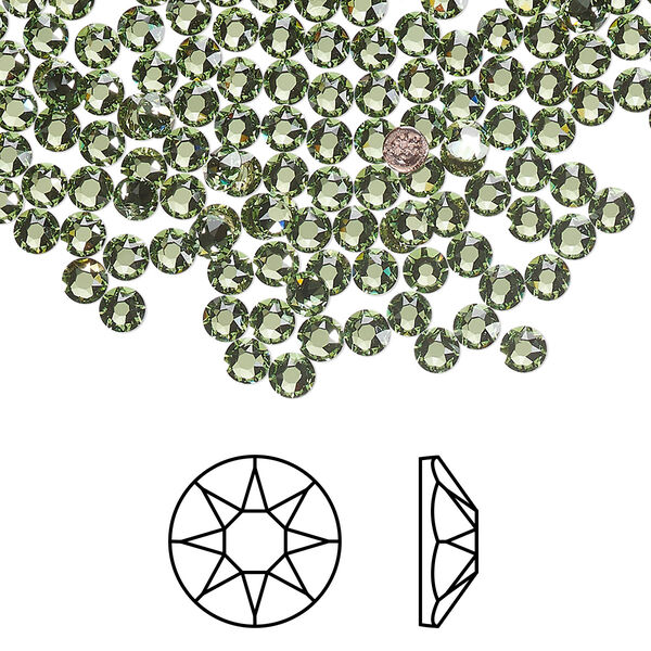 Flat back 144pk peridot foil back, Crystal Passions® hotfix rhinestone Regenerated 3-3.2mm round SS12 2078 image number 0