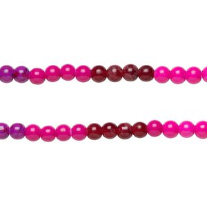 Bead, coated glass, opaque pink/ cranberry / fuchsia, 8-8.5mm round. Sold per pkg of (2) 7-inch strands, approximately 50 beads.