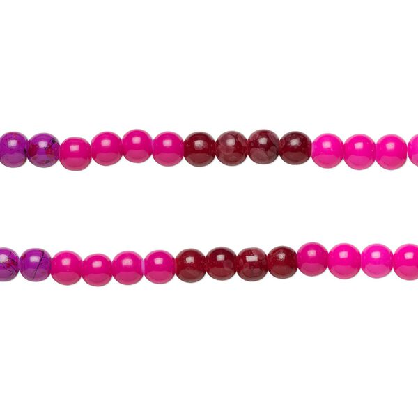 Bead, coated glass, opaque pink/ cranberry / fuchsia, 8-8.5mm round. Sold per pkg of (2) 7-inch strands, approximately 50 beads. image number 0