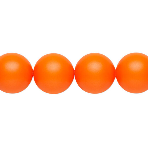 Pearl 10pk neon orange, Crystal Passions® 12mm round 5811 image number 0