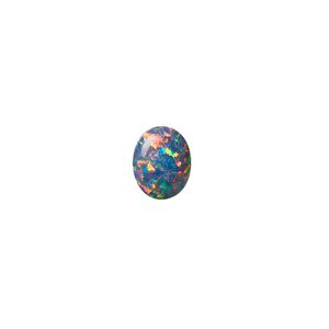 Cabochon, "opal" (silica and epoxy) (man-made), multicolored, 10x8mm calibrated oval. Sold individually.