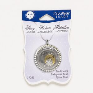 Charm mix, acrylic rhinestone / enamel / antique gold- / antique silver-finished "pewter" (zinc-based alloy) / steel, clear and black, 10mm undrilled flower / 14mm undrilled flat round with "STRENGTH" and cutout flower / 21mm flat round with "COURAGE." Sold per pkg of 3.