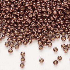 Seed bead, Miyuki, glass, pkg/50g, #8 rocaille, Duracoat® opaque galvanized dark mauve, (RR-4213).