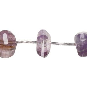Amethyst 1pkg9, hand-cut step-cut nugget bead natural small