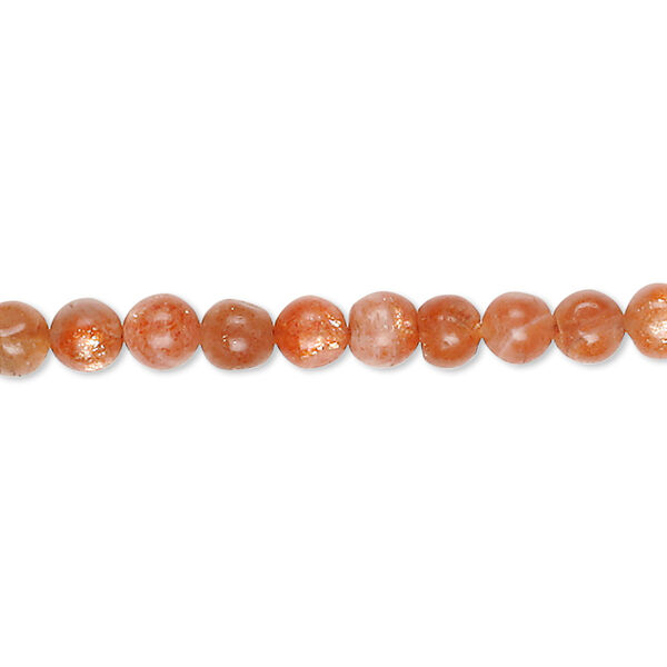 Bead, sunstone (dyed), 5mm hand-cut round, C- grade, Mohs hardness 6 to 6-1/2. Sold per 15-1/2" to 16" strand. image number 0