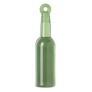 Focal, acrylic, transparent green, 37x9.5mm 3D bottle. Sold per pkg of 2.