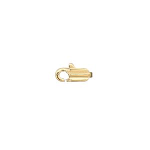 Clasp lobster claw 1pkg10 gold-plated, 10x4mm, brass 1-strand