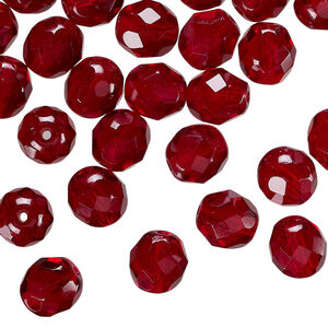 Bead 1pkg600 Czech fire-polished glass, garnet red, 8mm faceted round. 1/2 mass.