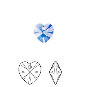 Drop 288pk sapphire, Swarovski® 10mm pendant heart 6228