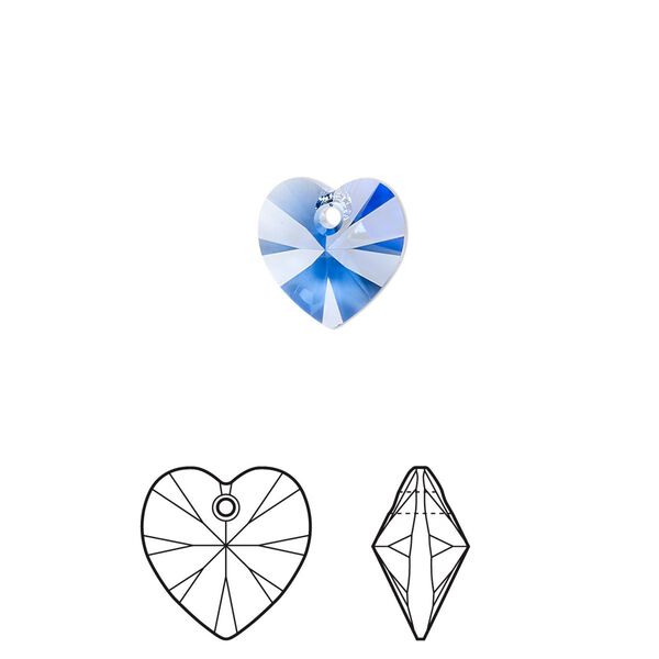 Drop 288pk sapphire, Swarovski® 10mm pendant heart 6228 image number 0