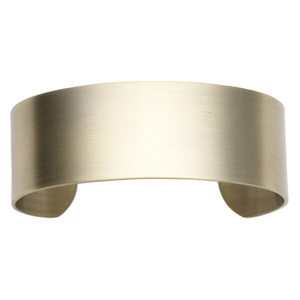 Bracelet component, cuff, antique gold-plated steel, 1-inch wide, adjustable from 7-1/2 to 8 inches. Sold individually. image number 0